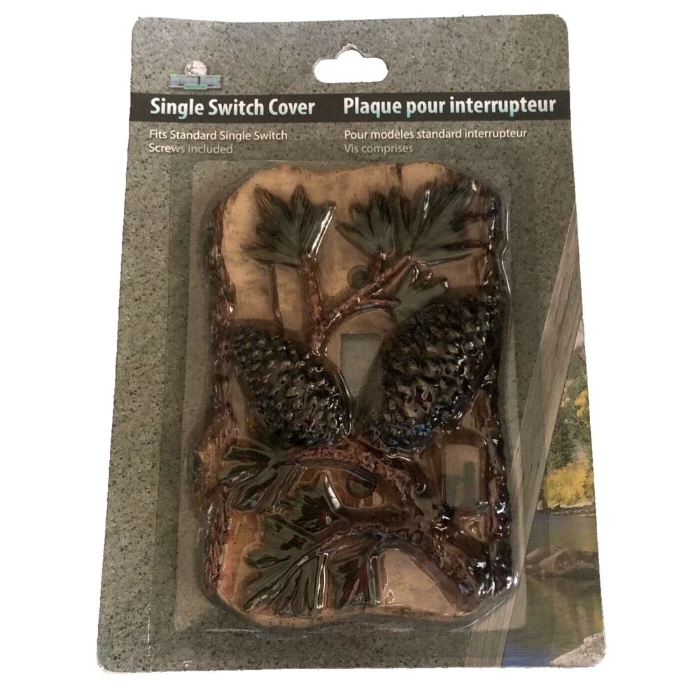 Pincone Single Toggle Light Switch Wall Plate Cover Rustic Lodge Camp Cabin